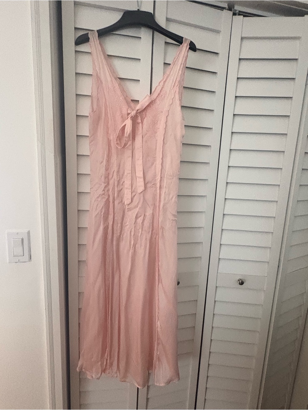 Ciao Lucia Pale Pink Satin Chemise with Tie Front